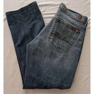 7 For All Mankind Bootcut Jeans Blue Denim Mens 32x29 Irregular Factory
